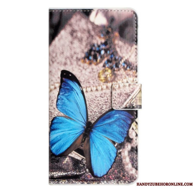 Flip Case voor iPhone 14 Pro Blauwe Vlinder