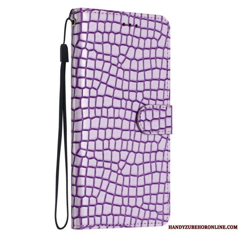 Flip Case voor iPhone 15 Plus Krokodilstijl Met Riem