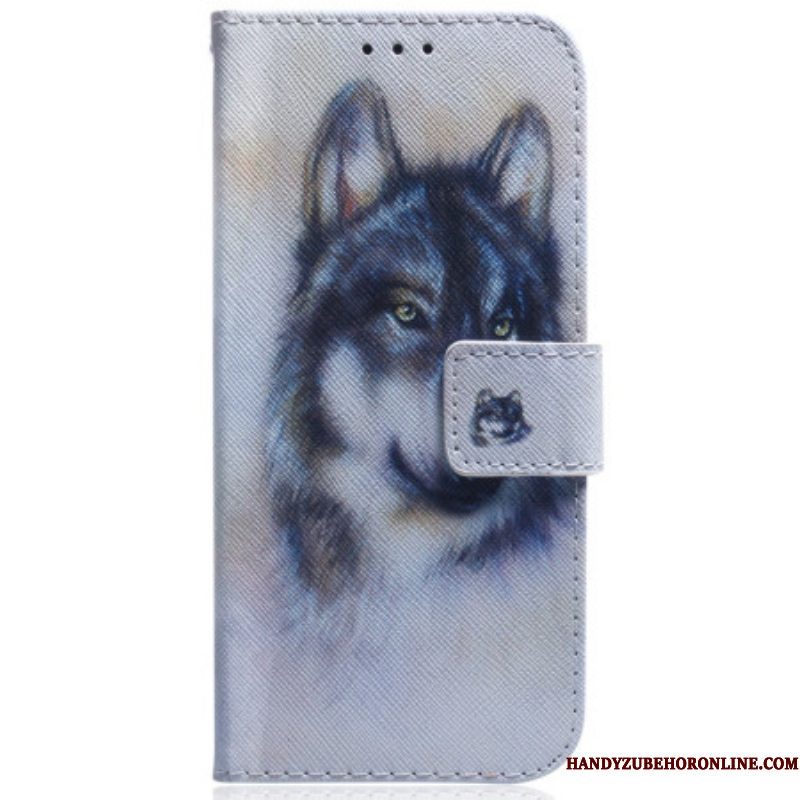 Flip Case voor iPhone 15 Wolvenaquarel