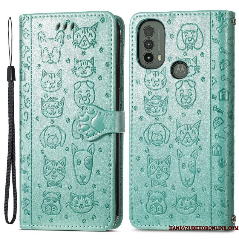 Folio-hoesje voor Moto E40 / E30 / E20 Geanimeerde Dieren