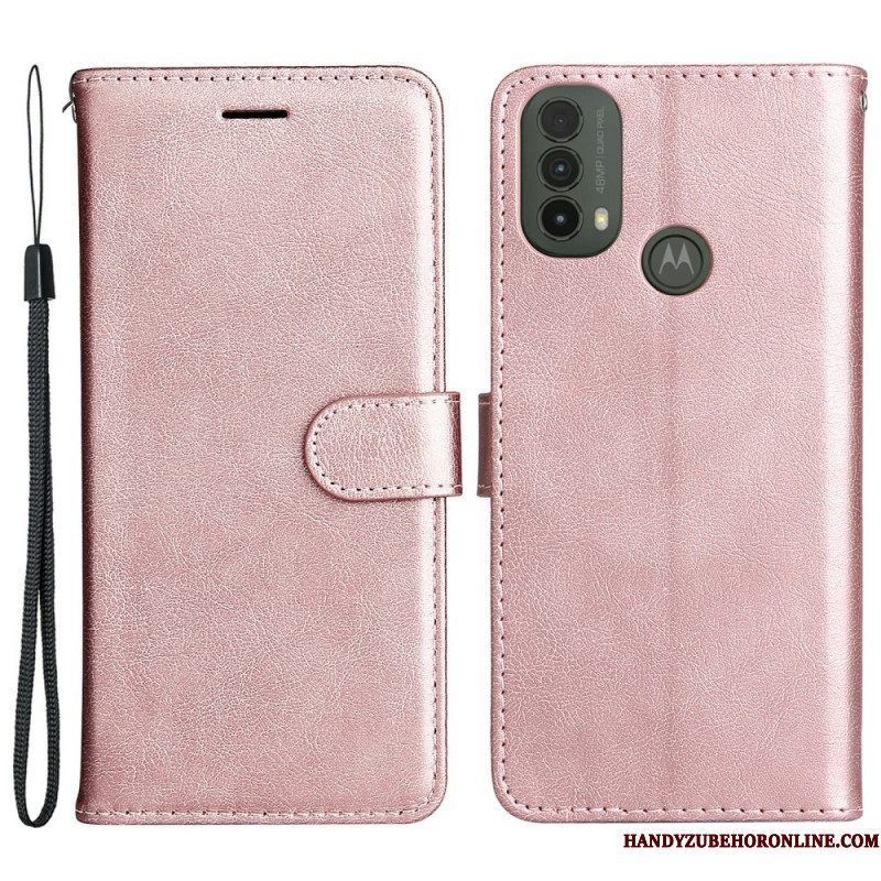 Folio-hoesje voor Moto E40 / E30 / E20 Met Ketting Strappy Leereffect