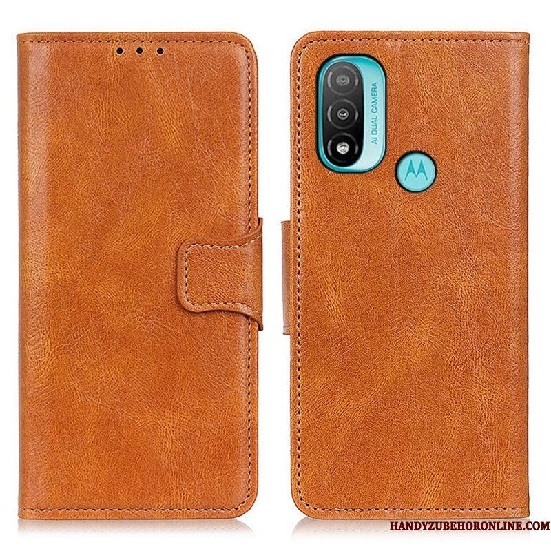 Folio-hoesje voor Moto E40 / E30 / E20 Omkeerbare Sluiting Met Leereffect