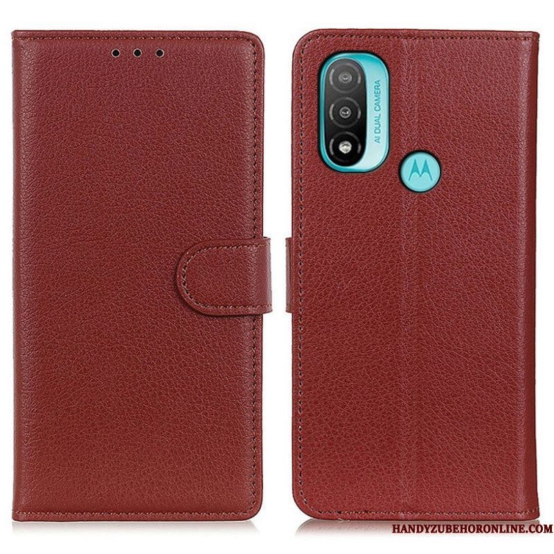 Folio-hoesje voor Moto E40 / E30 / E20 Traditioneel Lychee