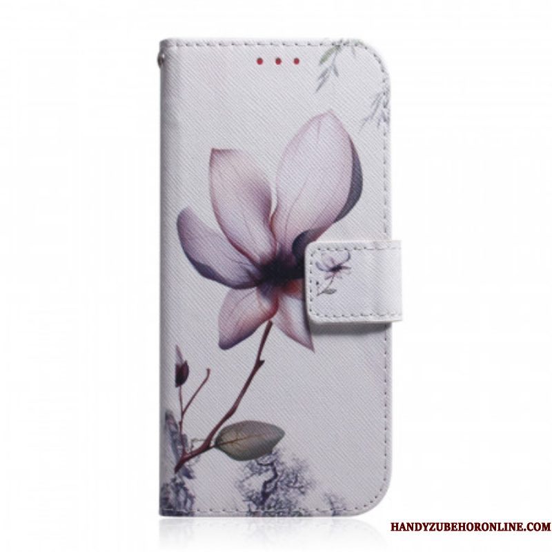 Folio-hoesje voor Moto G200 5G Bloem Stoffig Roze