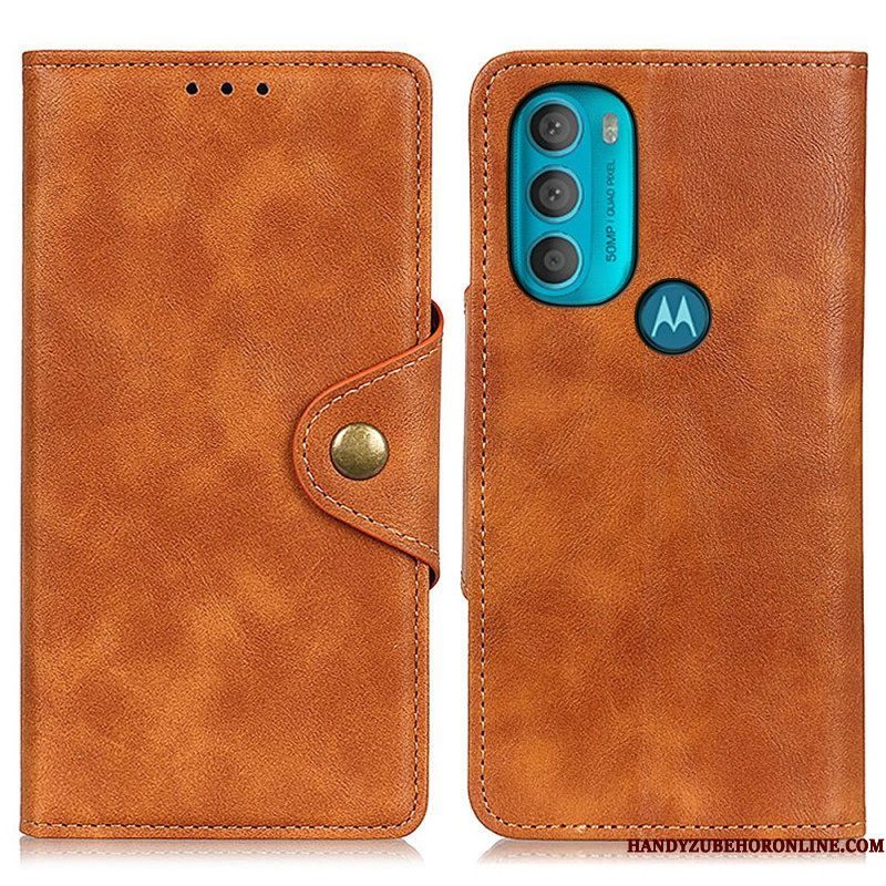 Folio-hoesje voor Moto G71 5G Vintage Kunstleer En Knop