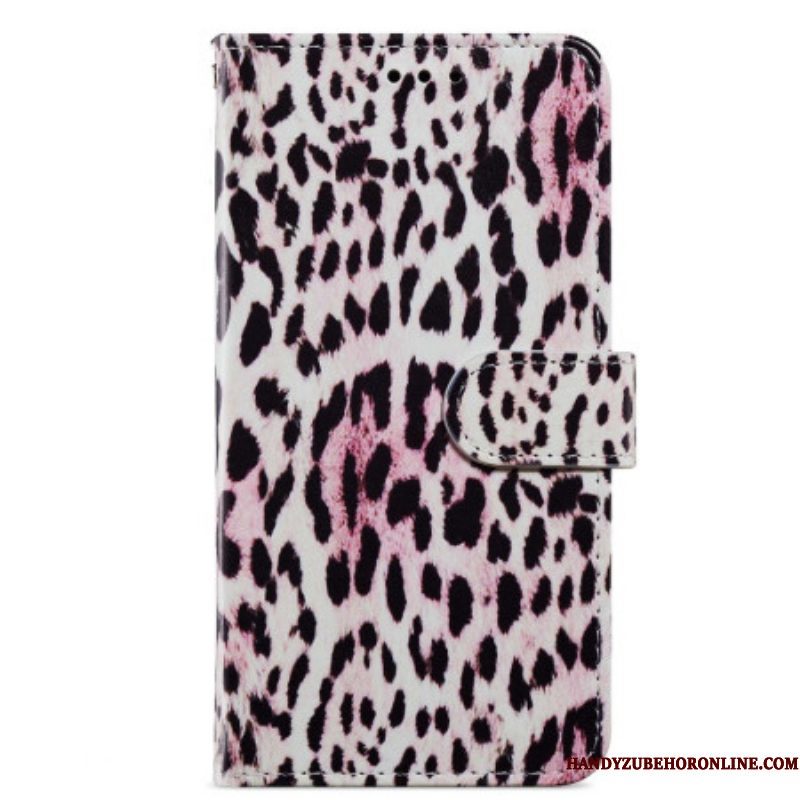 Folio-hoesje voor Moto G73 5G Met Ketting Strappy Leopard-stijl