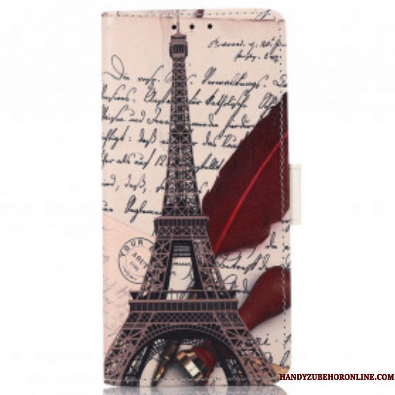 Folio-hoesje voor Motorola Edge 20 Pro Dichters Eiffeltoren