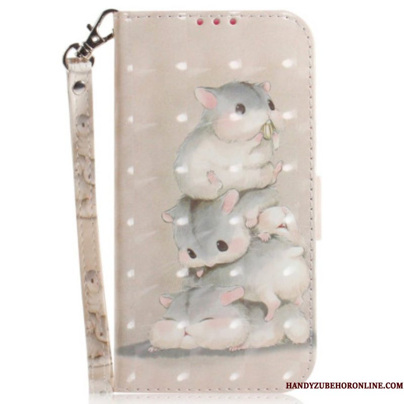 Folio-hoesje voor Samsung Galaxy A14 / A14 5G Met Ketting String Hamsters