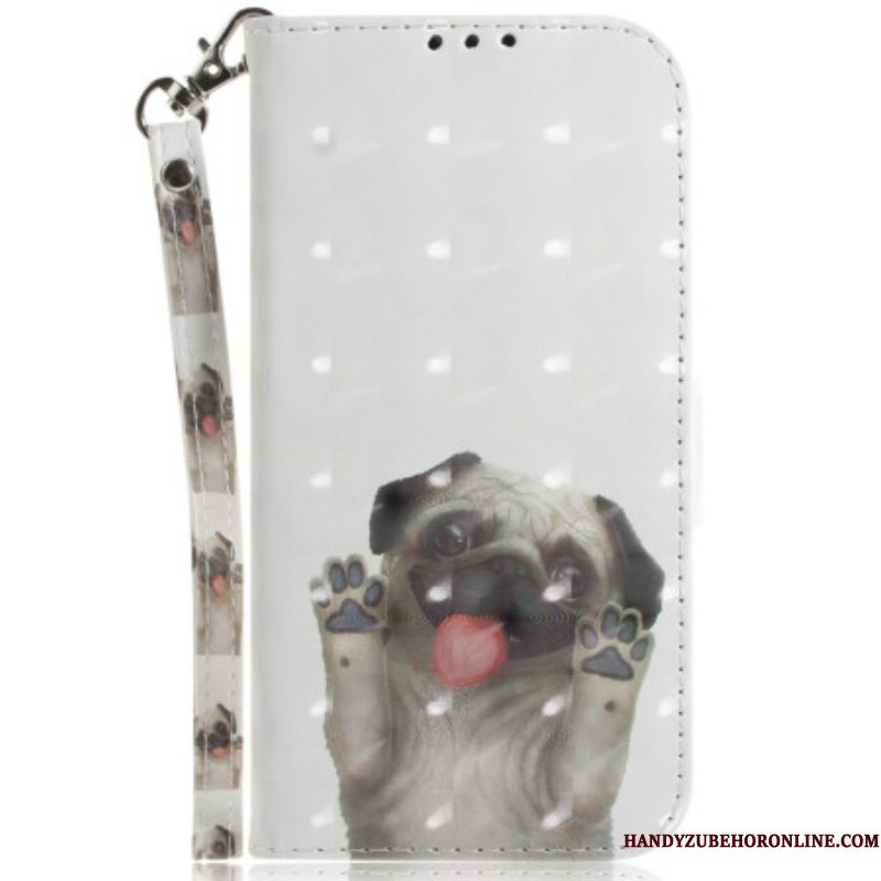 Folio-hoesje voor Samsung Galaxy A14 / A14 5G Met Ketting String Hond