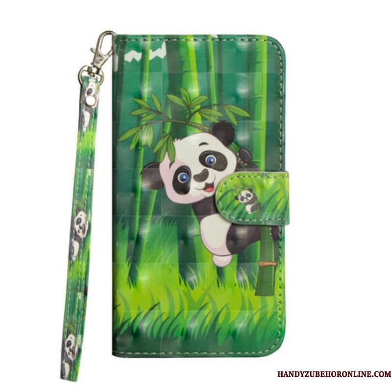 Folio-hoesje voor Samsung Galaxy A42 5G Panda En Bamboe