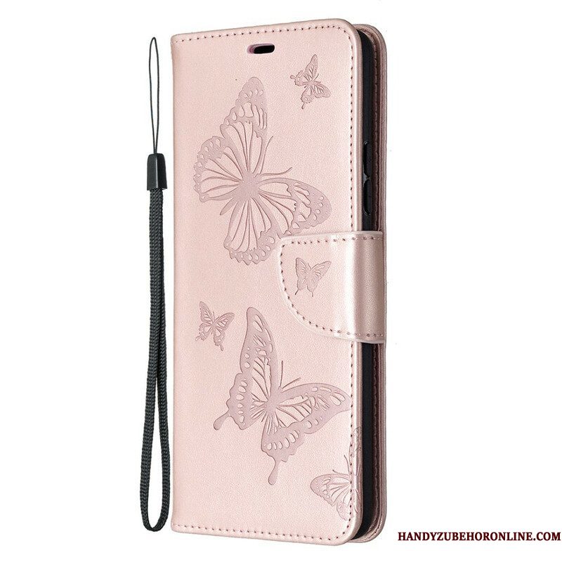 Folio-hoesje voor Samsung Galaxy A42 5G Vlinders Tijdens De Vlucht Met Lanyard