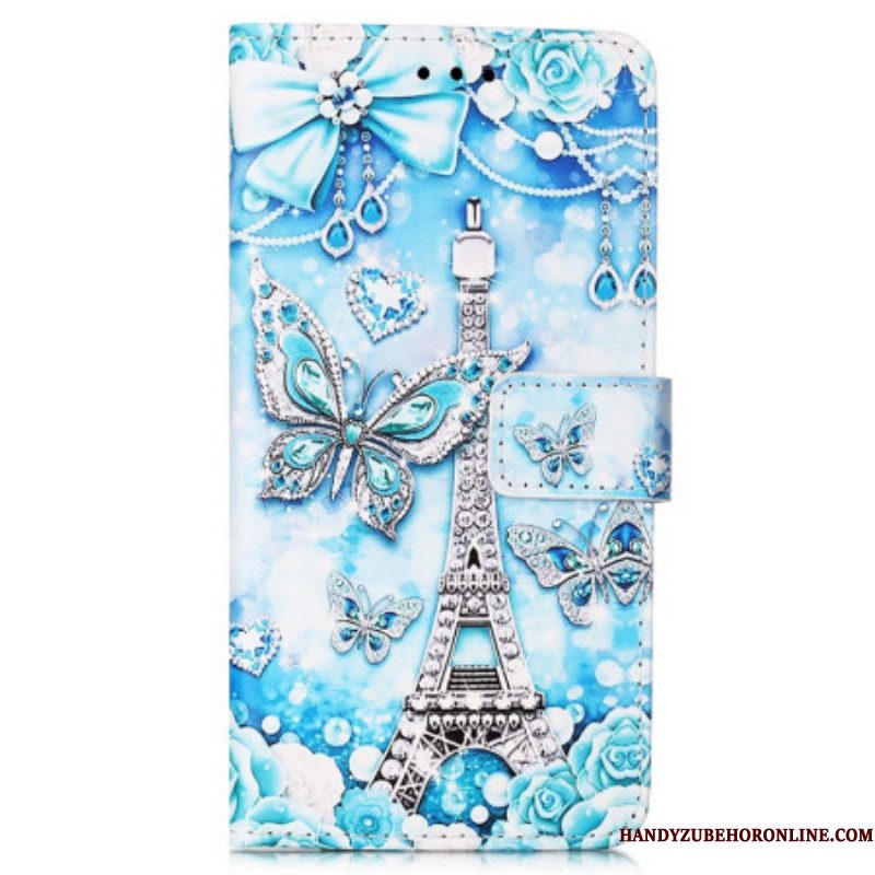 Folio-hoesje voor Samsung Galaxy A54 5G Eiffeltoren Vlinders