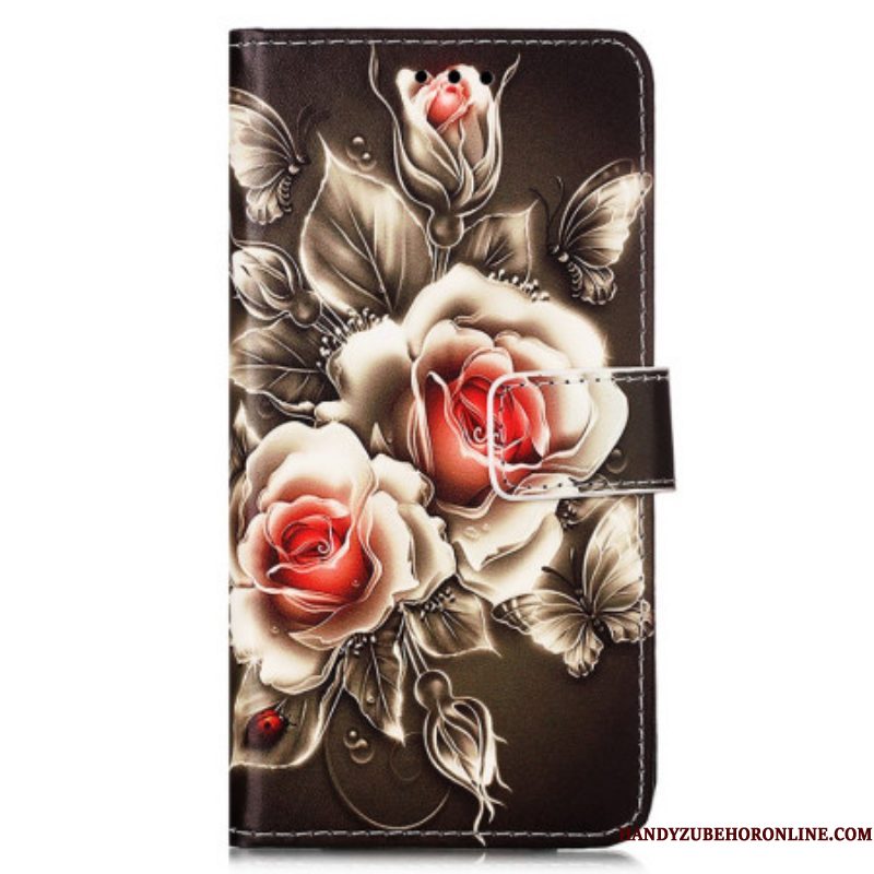 Folio-hoesje voor Samsung Galaxy A54 5G Met Ketting Riem Rozen