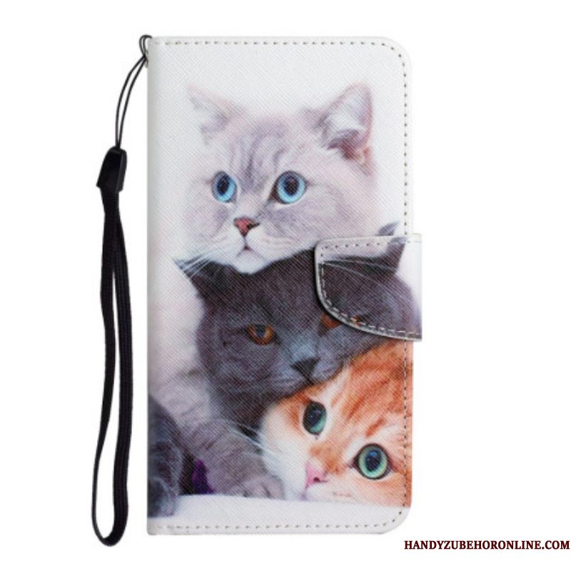 Folio-hoesje voor Samsung Galaxy A54 5G Tales Of Cats Met Lanyard