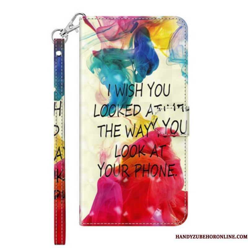 Folio-hoesje voor Samsung Galaxy M12 / A12 Lichtpunt I Wish Met Lanyard