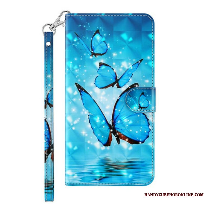 Folio-hoesje voor Samsung Galaxy M12 / A12 Vliegende Blauwe Vlinders