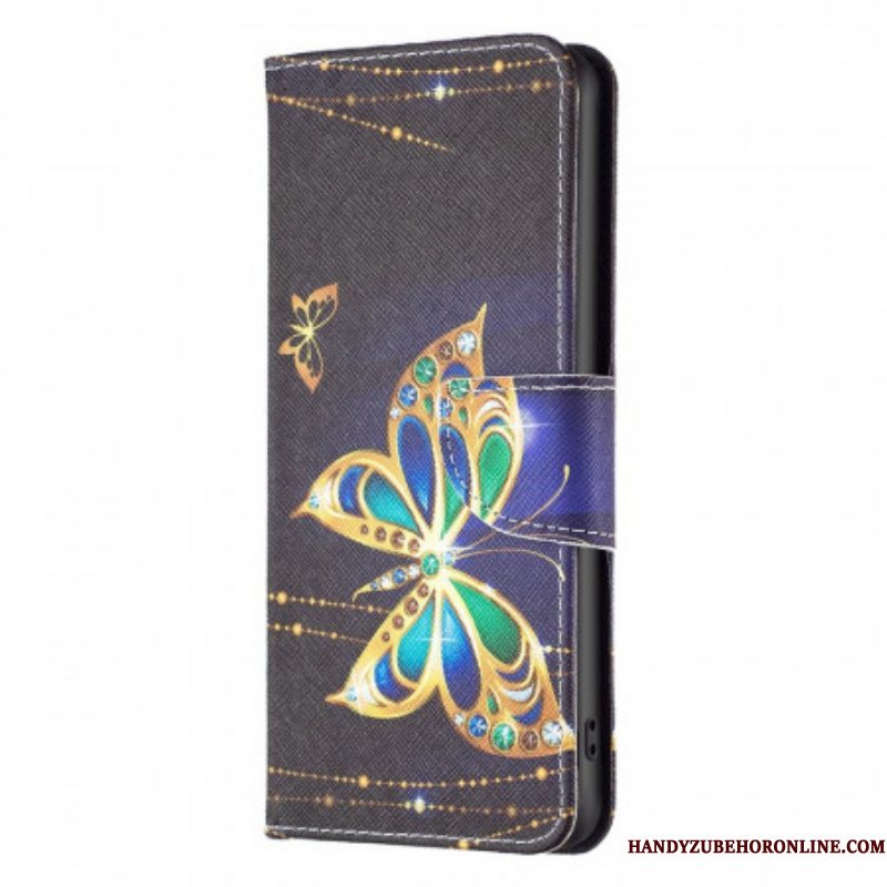 Folio-hoesje voor Samsung Galaxy M23 5G Gouden Vlinder