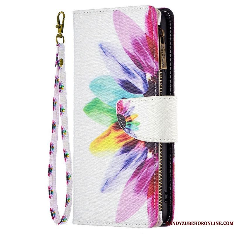 Folio-hoesje voor Samsung Galaxy M23 5G Portemonnee En Lanyard Bloem