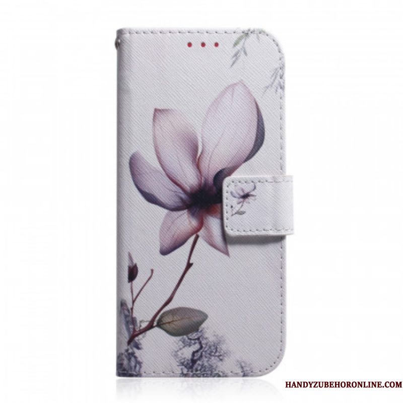 Folio-hoesje voor Samsung Galaxy M32 Bloem Stoffig Roze