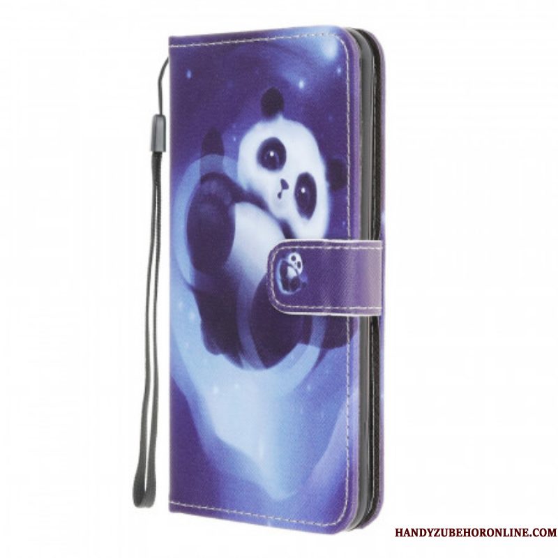 Folio-hoesje voor Samsung Galaxy M32 Met Ketting Panda Space Met Sleutelkoord