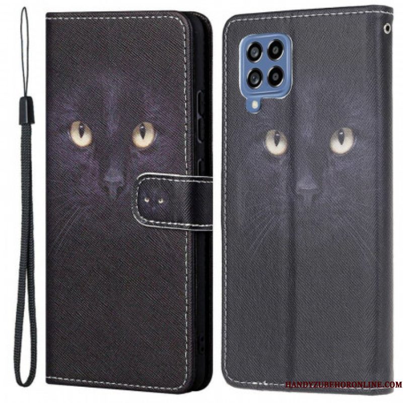 Folio-hoesje voor Samsung Galaxy M53 5G Met Ketting Strappy Kattenogen