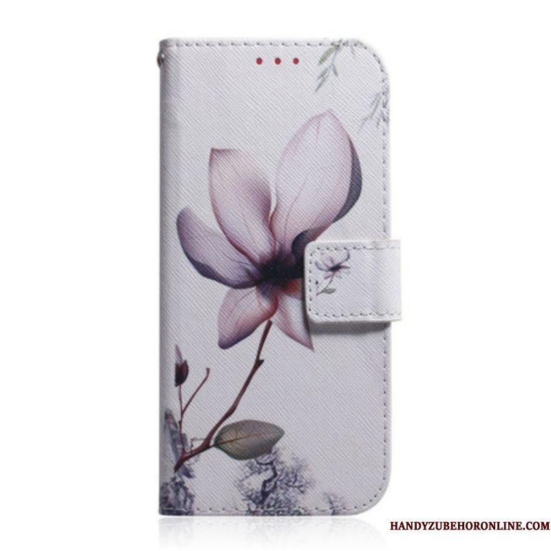 Folio-hoesje voor Samsung Galaxy S21 5G Bloem Stoffig Roze