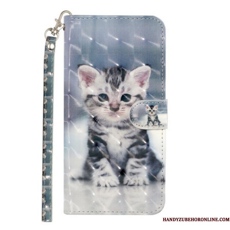 Folio-hoesje voor Samsung Galaxy S21 5G Met Ketting Kitten Light Spots Met Riem