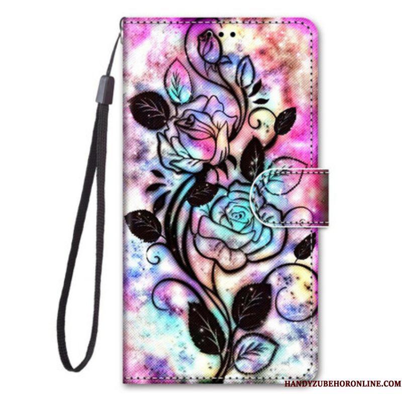 Folio-hoesje voor Samsung Galaxy S21 5G Neonbloemen