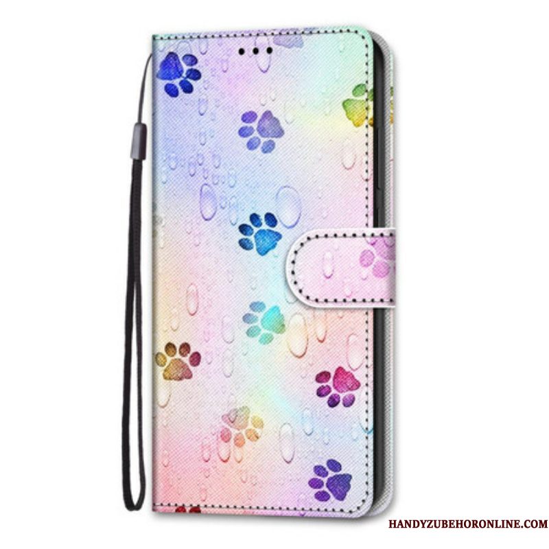 Folio-hoesje voor Samsung Galaxy S21 5G Voetafdrukken In De Regen