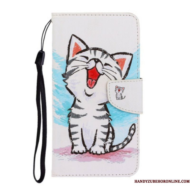 Folio-hoesje voor Samsung Galaxy S21 FE Met Ketting Strappy Kleur Kitten