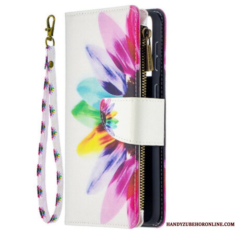 Folio-hoesje voor Samsung Galaxy S21 Plus 5G Aquarel Bloem Zakje Met Ritssluiting