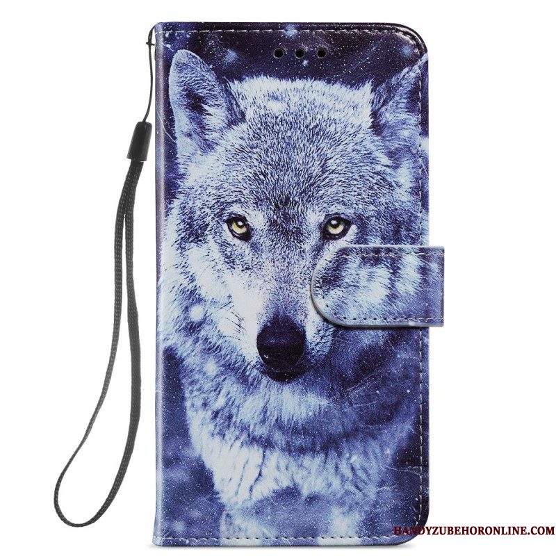 Folio-hoesje voor Samsung Galaxy S22 Plus 5G Prachtige Wolven Met Lanyard