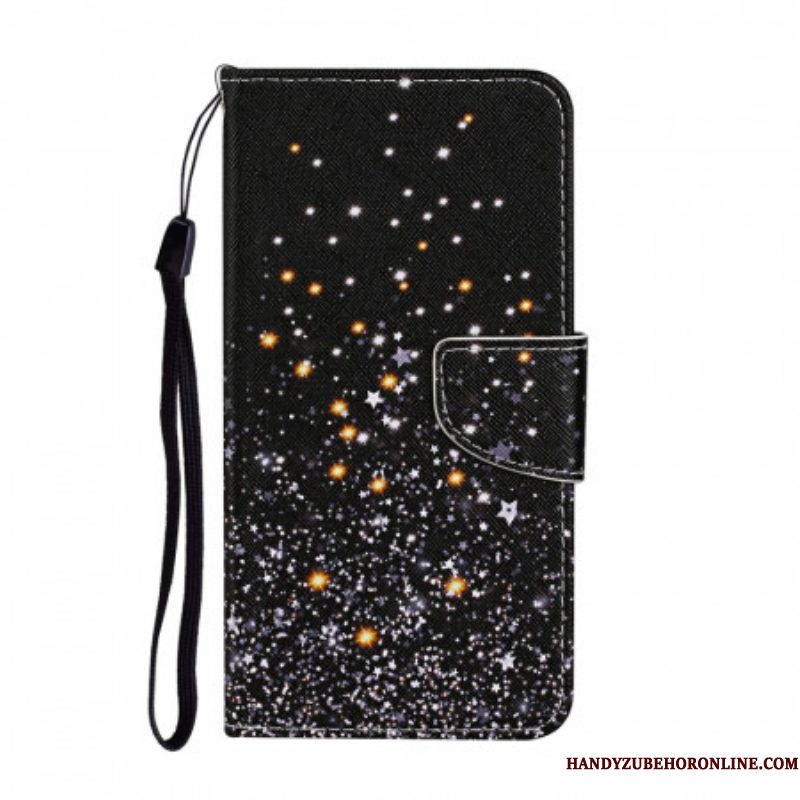 Folio-hoesje voor Samsung Galaxy S22 Plus 5G Sterren En Pailletten Met Lanyard