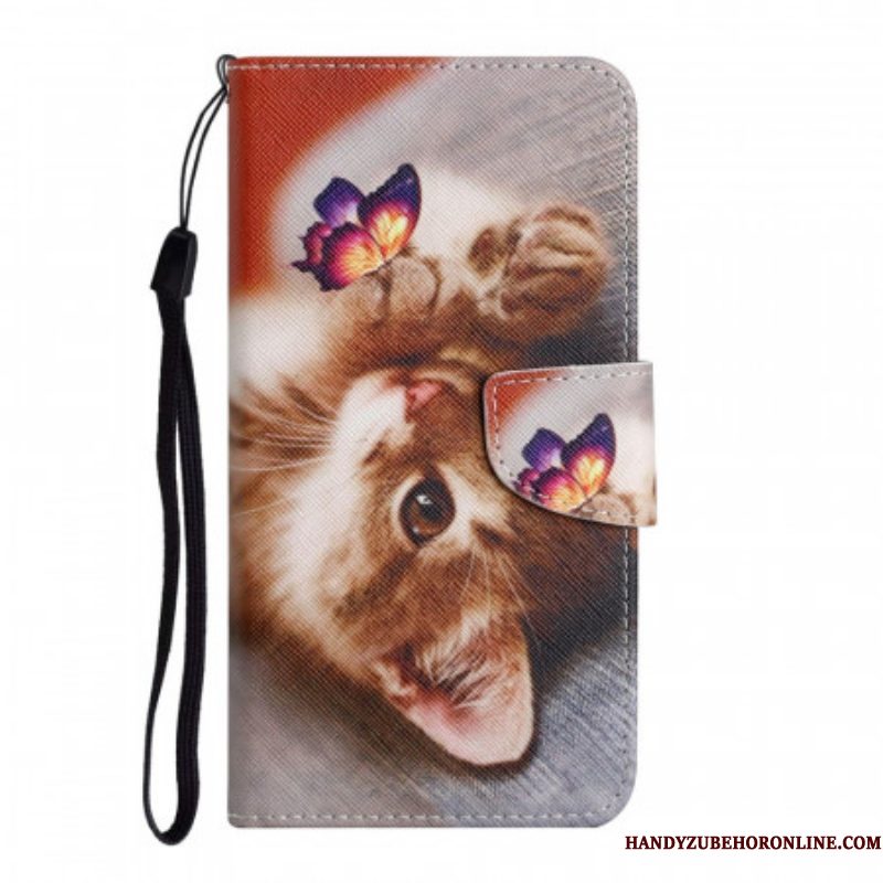 Folio-hoesje voor Samsung Galaxy S22 Ultra 5G Mijn Kitten En Vlinder