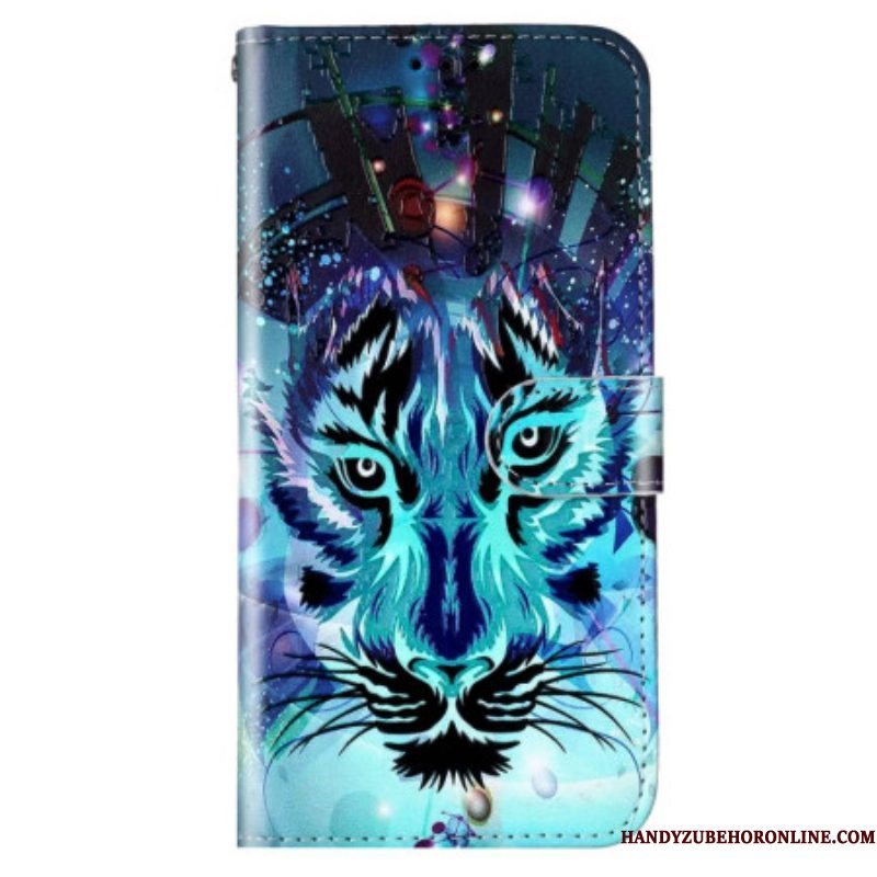 Folio-hoesje voor Samsung Galaxy S23 5G De Tijger Met Lanyard