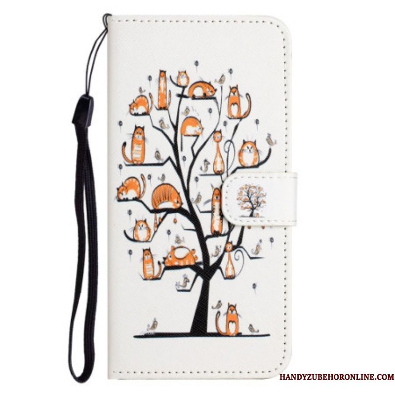 Folio-hoesje voor Samsung Galaxy S23 5G Met Ketting Katten In De String Tree