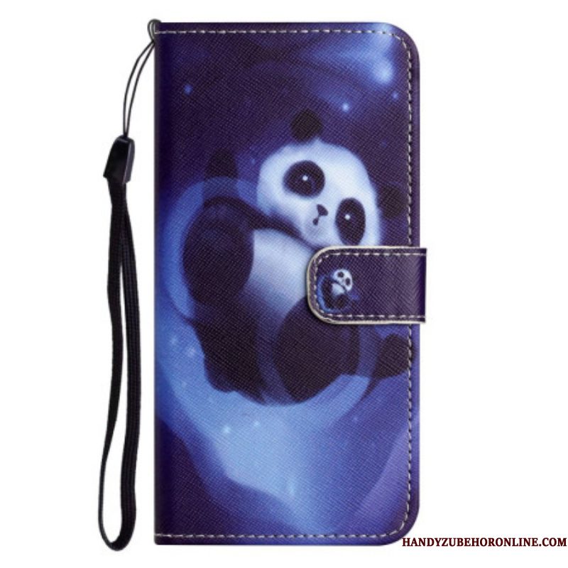 Folio-hoesje voor Samsung Galaxy S23 5G Met Ketting Strakke Panda