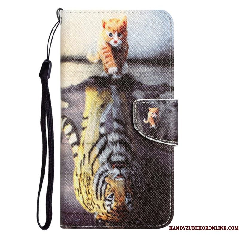 Folio-hoesje voor Samsung Galaxy S23 Plus 5G Met Ketting Alleen Stringkatten