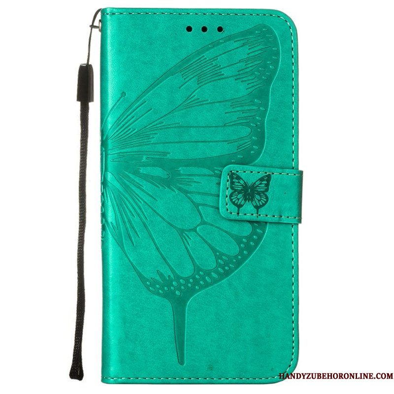 Folio-hoesje voor Samsung Galaxy S23 Plus 5G Met Ketting Barokke Strappy Vlinder