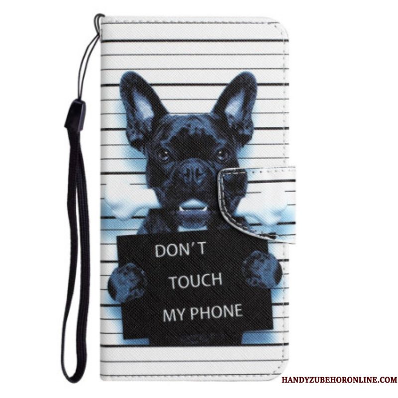 Folio-hoesje voor Samsung Galaxy S23 Ultra 5G Met Ketting Hond Raakt Mijn Telefoon Niet Aan Met Lanyard