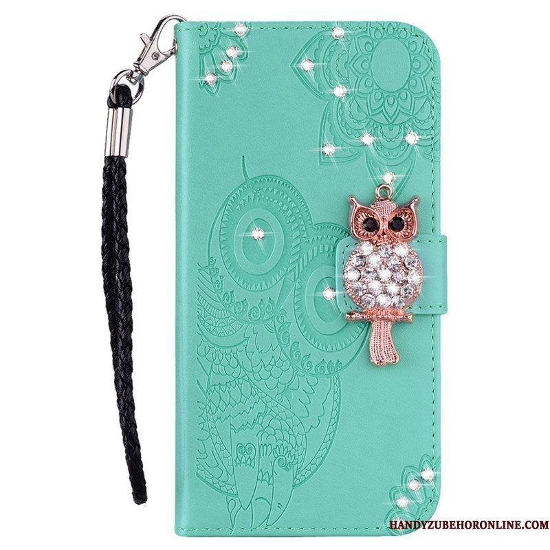 Folio-hoesje voor Samsung Galaxy S23 Ultra 5G Uil Mandala En Charme