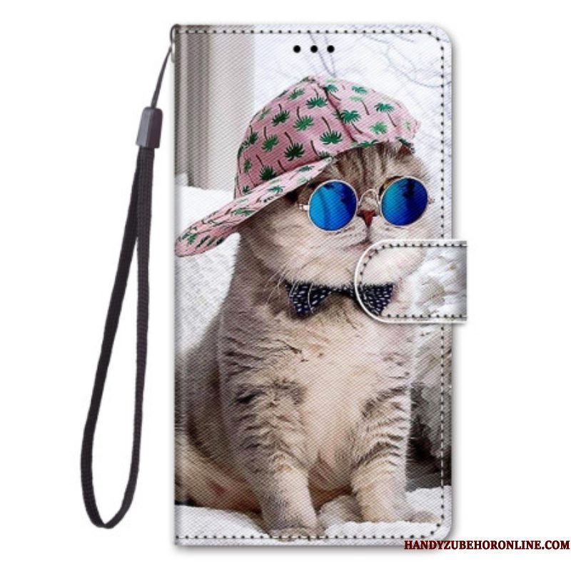 Folio-hoesje voor Sony Xperia 10 IV Met Ketting Yo Kat Met Riem