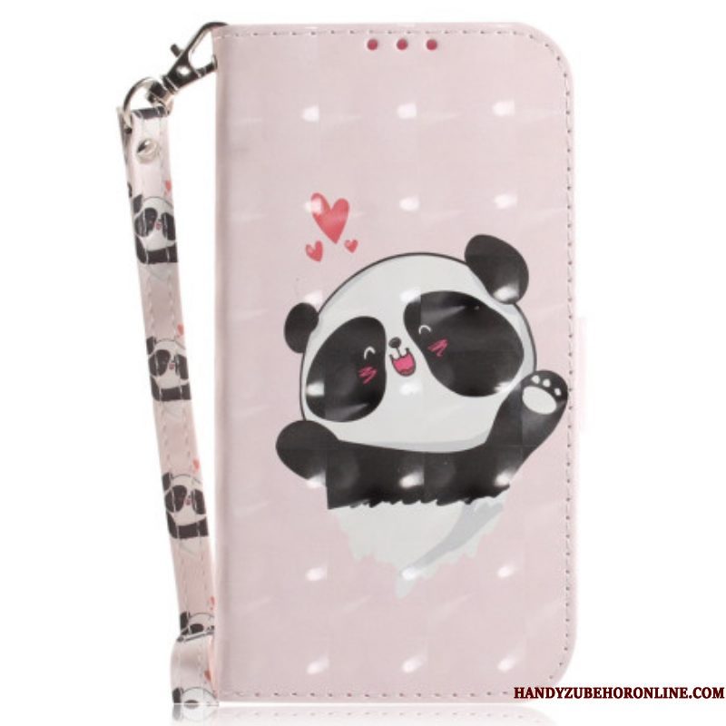 Folio-hoesje voor Xiaomi 12 / 12X Met Ketting Panda Love Met Sleutelkoord