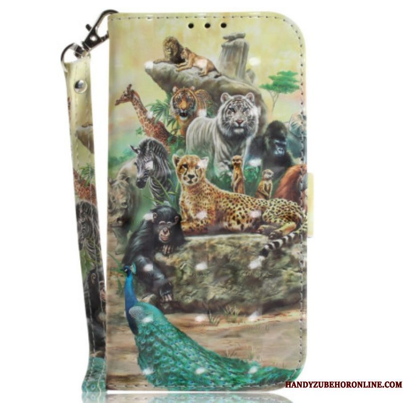 Folio-hoesje voor Xiaomi 12 / 12X Met Ketting String Safari Dieren