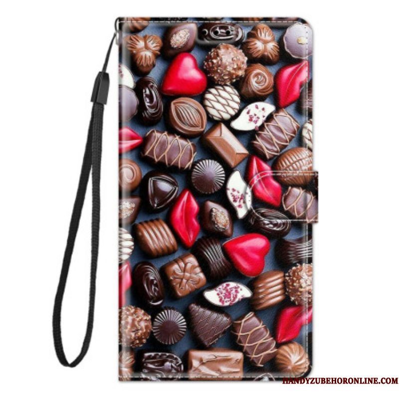 Folio-hoesje voor Xiaomi 12 / 12X Met Ketting Strip Chocolade