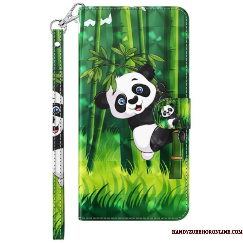 Folio-hoesje voor Xiaomi 12 Lite Met Ketting Bamboe Panda Met Lanyard