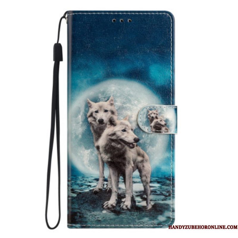 Folio-hoesje voor Xiaomi 12 Lite Met Ketting Lanyard Wolf