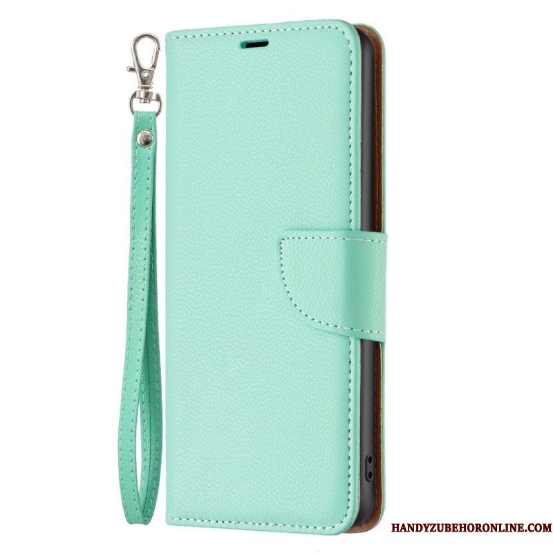 Folio-hoesje voor Xiaomi 12T / 12T Pro Met Ketting Strappy Litchi Lederen Stijl