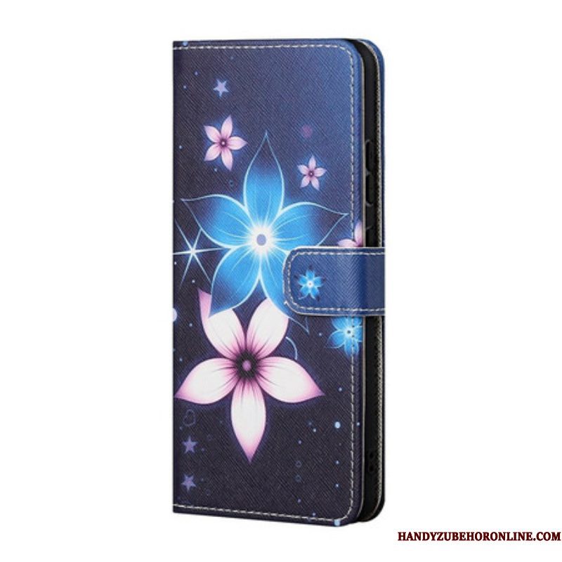 Folio-hoesje voor Xiaomi Redmi Note 10 5G Met Ketting Maanband Bloemen