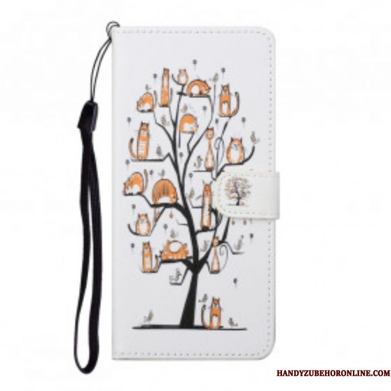 Folio-hoesje voor Xiaomi Redmi Note 10 Pro Met Ketting Funky Cats Met Riem